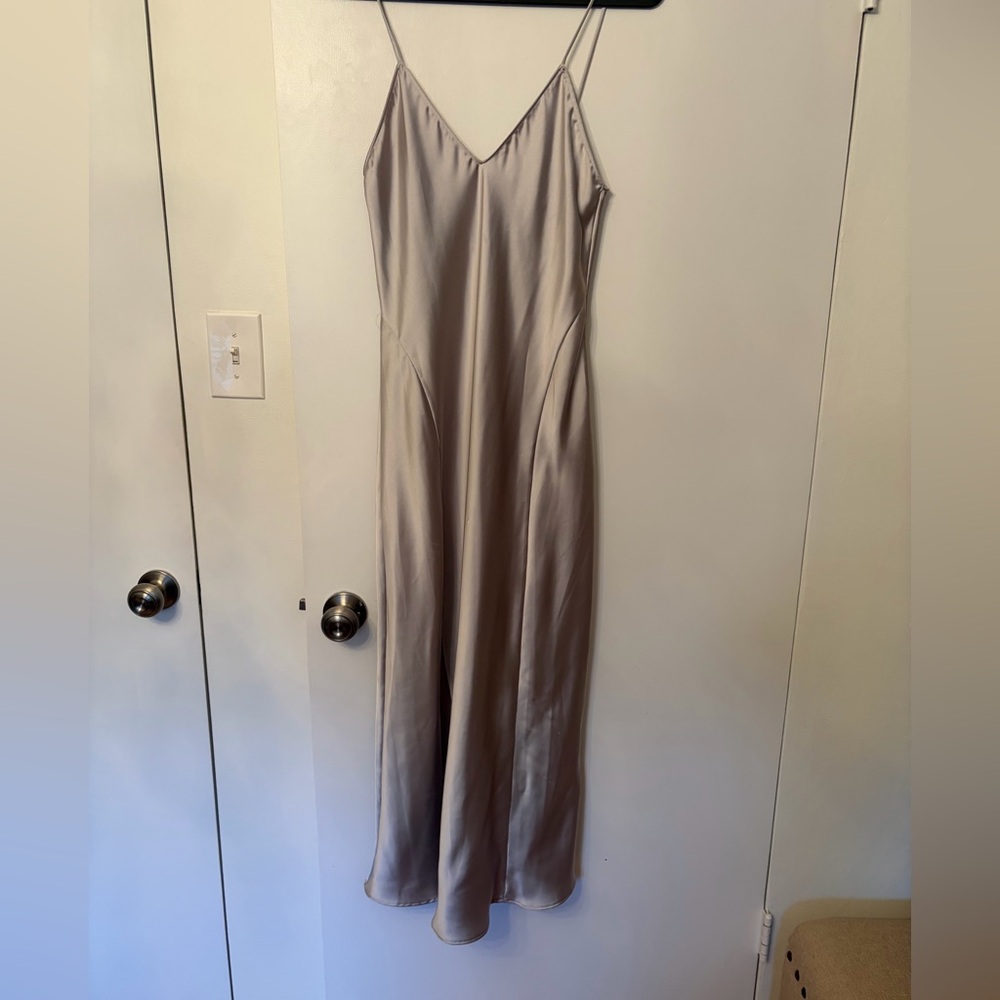 NWT Zara Silver Satin Slip Dress